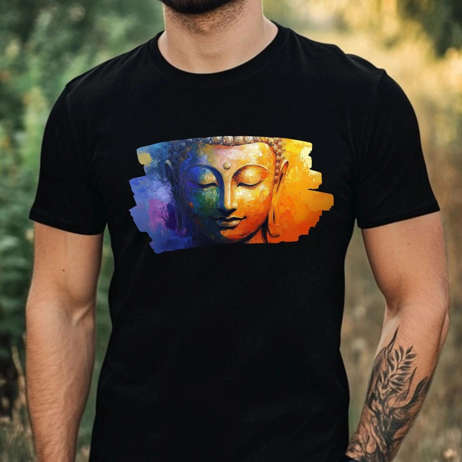 T-Shirt Herren Buddha Portrait Motiv Baumwolle Größe XS bis 5XL XS