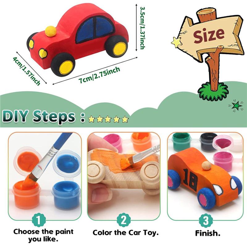 Bueno-Pack de 36 Coches de Madera para Manualidades DIY Coches de Madera sin Terminar para Pintar Coches de Madera para Manualidades para Actividades en Casa Proyectos de Manualidades Familiares
