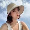 Bow big brim sun hat children versatile travel splicing straw hat summer sunscreen bucket hat folding tide