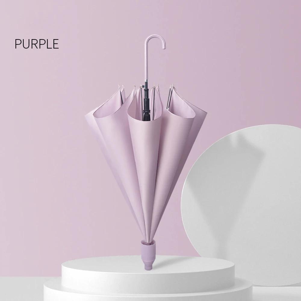 

Зонт с 8-костным чехлом, автоматический, с длинной ручкой, прочный, деловой, мужской, женский, однотонный, с прямой ручкой, водонепроницаемый фиолетовый