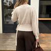 2026 Autumn/Winter V-Neck Slim Fit Tie-Up Long Sleeve Sweater
