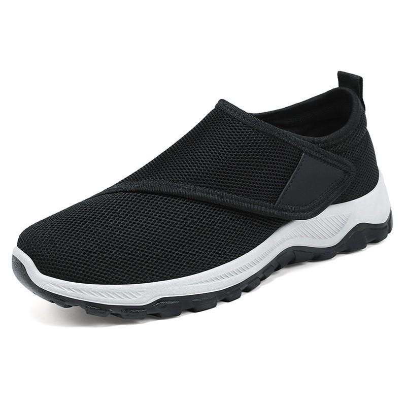 Spring Breathable Men's Casual Shoes - Old Beijing Style, Round Toe, Velcro Dad Walking Shoes