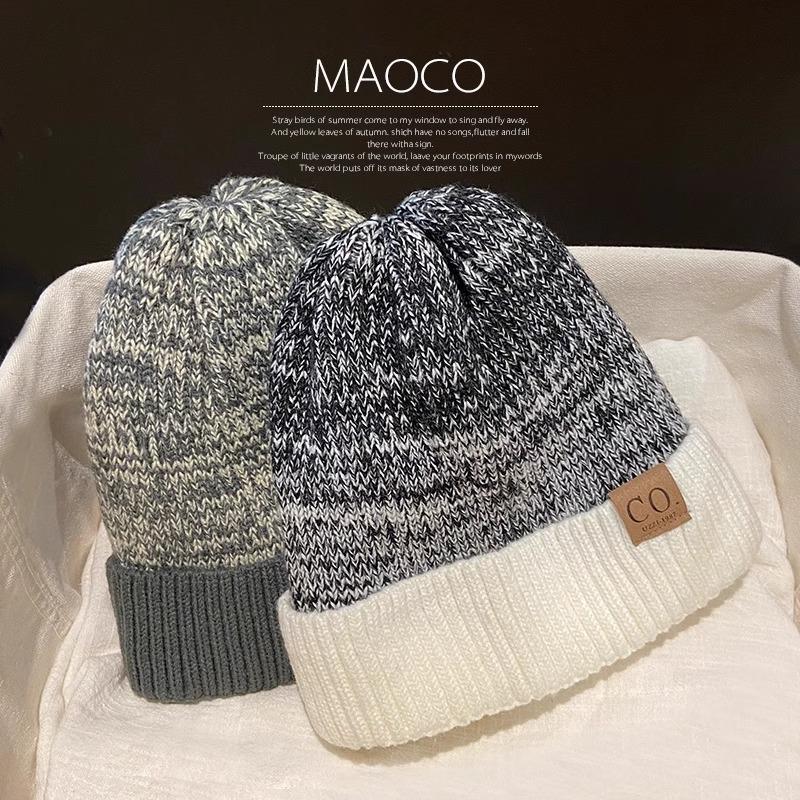 Cold hat men's autumn and winter tide warm knitted hat versatile velvet ear protector wool hat women's bag head hat