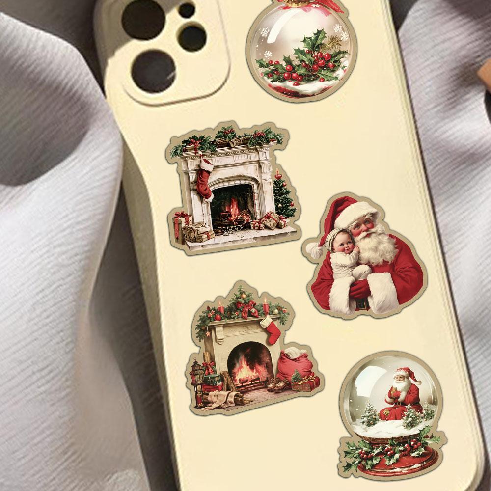 50PCS Creative Retro Christmas Stickers Laptop Phone Cases iPad Water Cups Helmet Stickers Waterproof