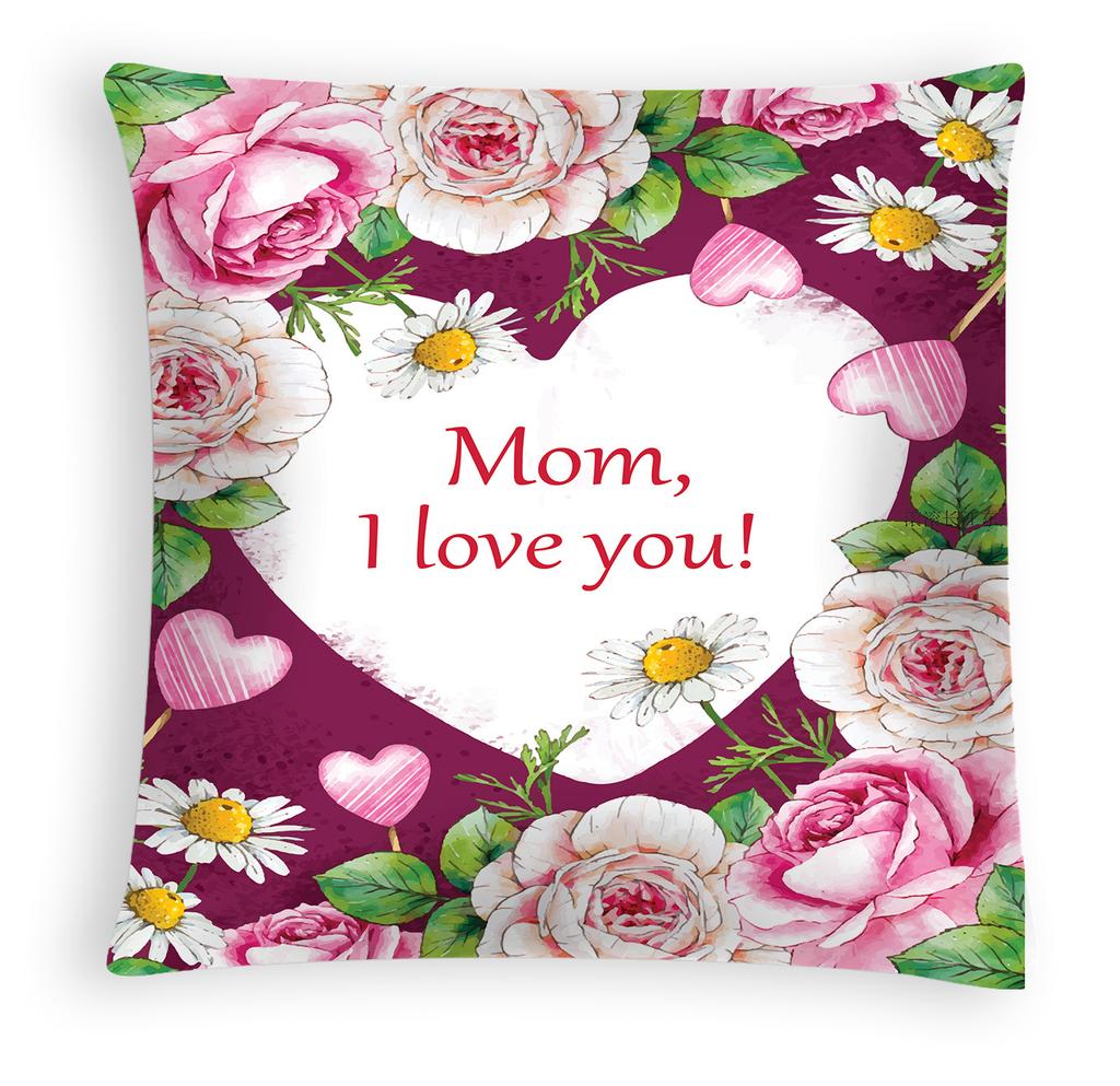 New Mother's Day Pillow Cover, Peach Skin Velvet Cushion Cover, Heart-shaped Letter Sofa Cushion Cover for Home Use