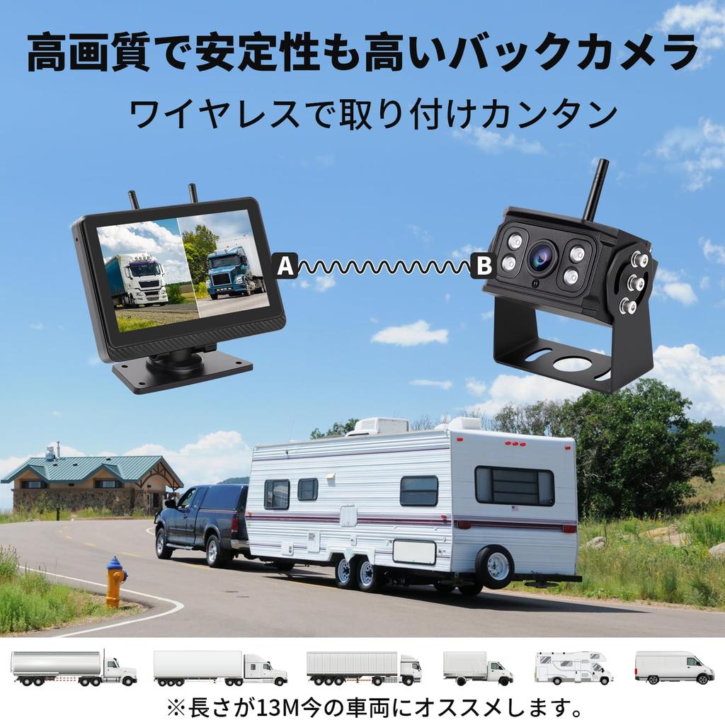 Hizenyo HZY-L5W 7 Zoll Rückfahrkameramonitor, Drahtlose Rückfahrkamera, 24 V, Heckmonitor