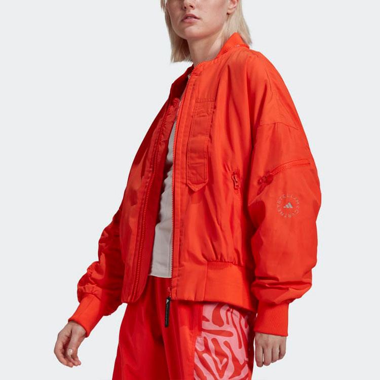 Adidas Solid Color Zipper Long Sleeve Jacket Women Jackets Orange H59970