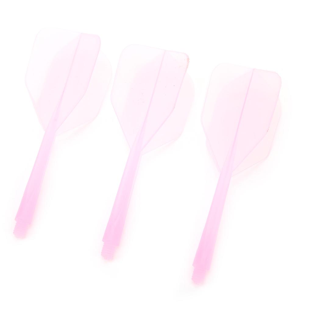 3 Pcs 2BA Integrated Transparent Dart Shaft and Flights Standard Shape Anti BreakPink