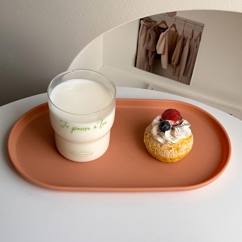 PP Oval Tray Cake Dessert Utensil Tray Ins Korean Dumpling Plate Jewelry Storage Plate Restaurant Insulation Pad Fruit Plate