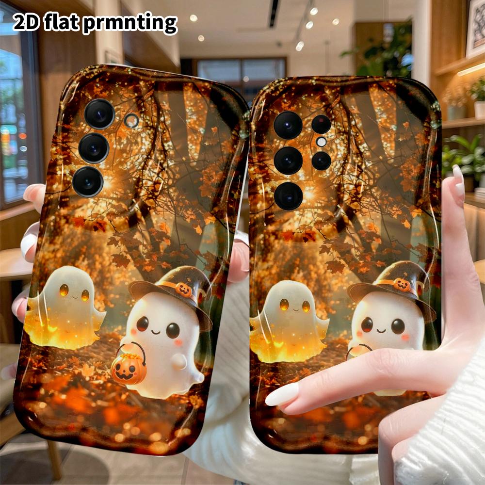 Phone case: 2D flat, suitable for Samsung Galaxy A34 A35 M05 M06 S20 S22 S21 FE Plus 5G protective case, twin forest ghosts, perfect Christmas and Hal