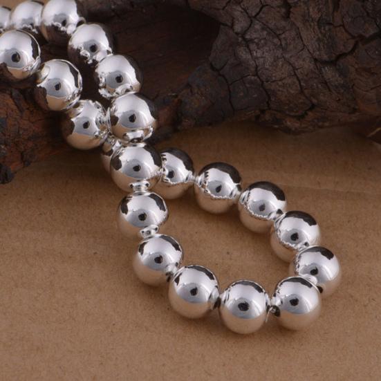 Colier Argintiu cu Lanț cu Bile de 8 mm, Handmade, Aliaj, Margele Golite, pentru Femei, Bărbați, Purtare Zilnică, Cadou, Întâlniri, Petreceri