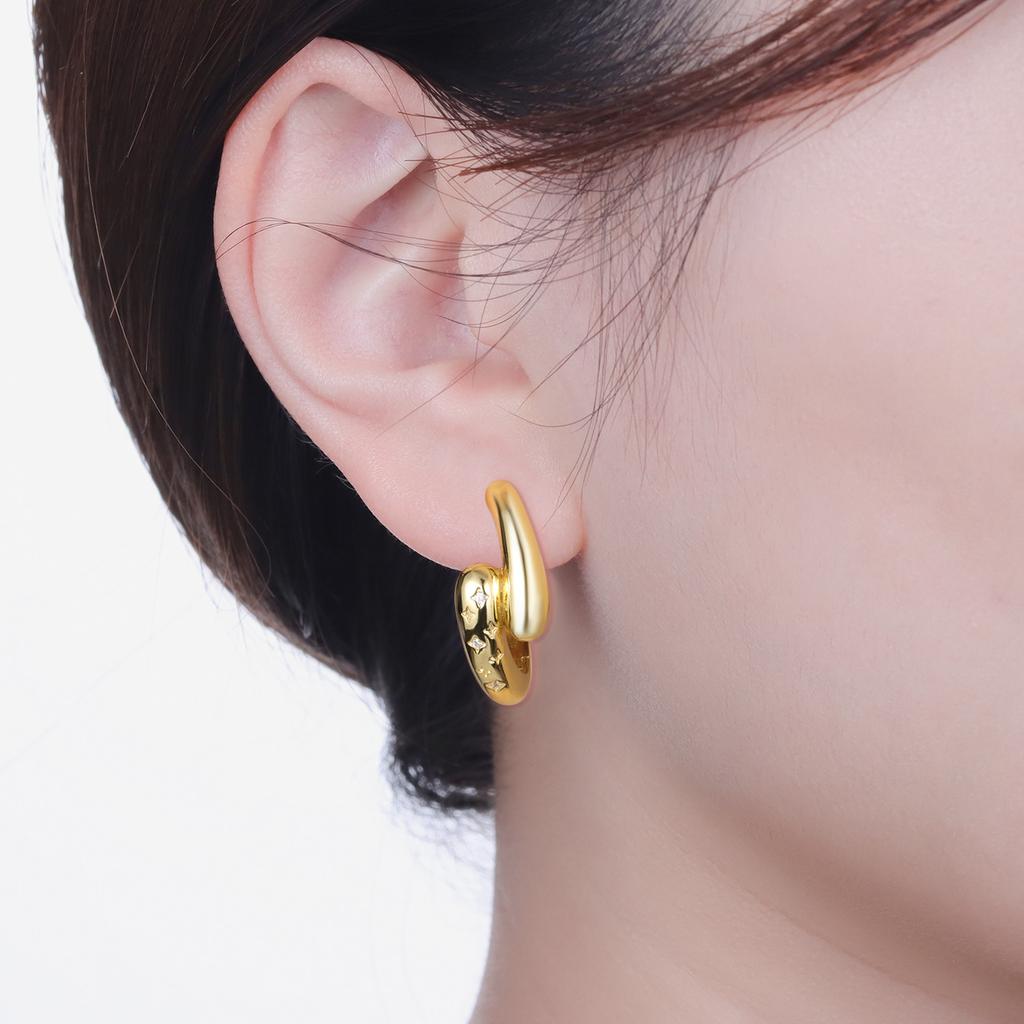 S925 Sterling Silver Golden Personalized Design Earrings Hoop Earrings Women Jewelry Original Trendy Anniversary Gifts