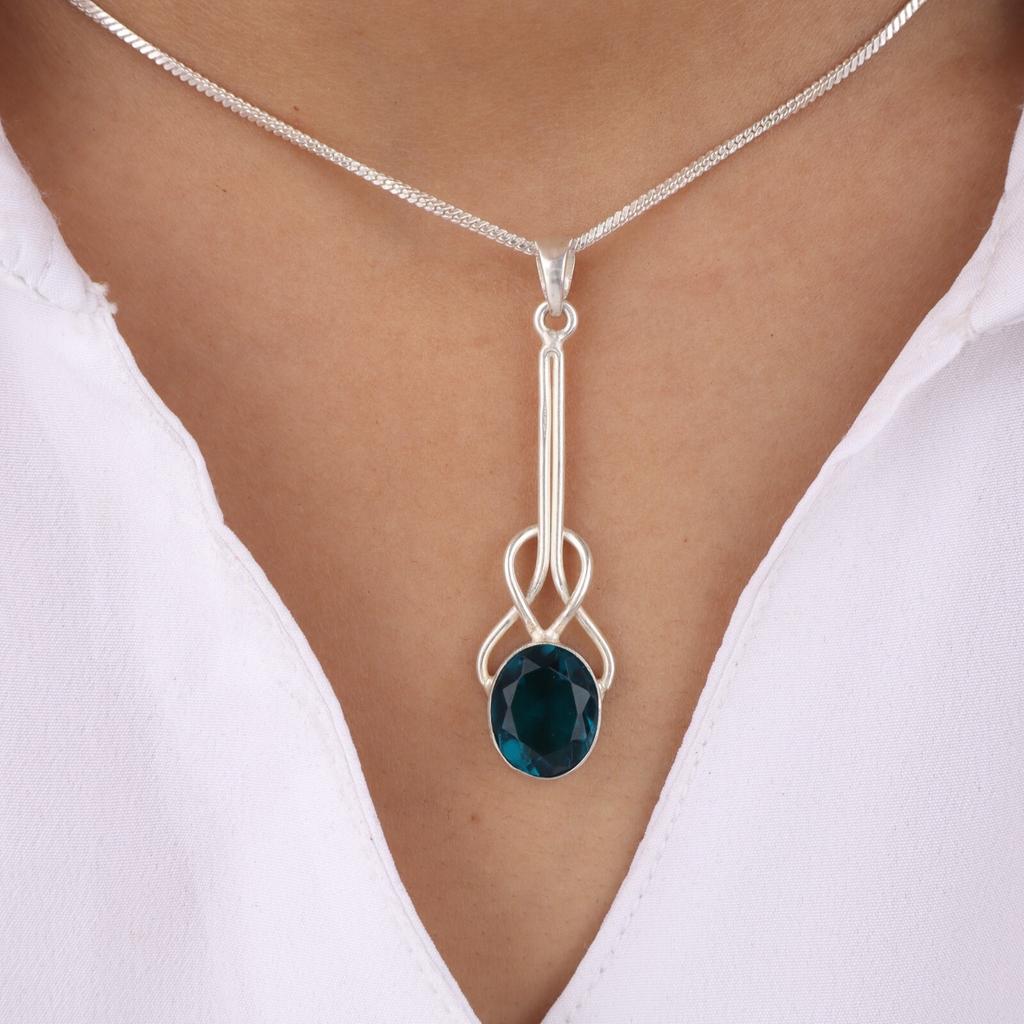 Apatit Ädelsten 925 Sterling Silver Smycken Handgjord Hänge 1,79" För Gåva PP-60-11