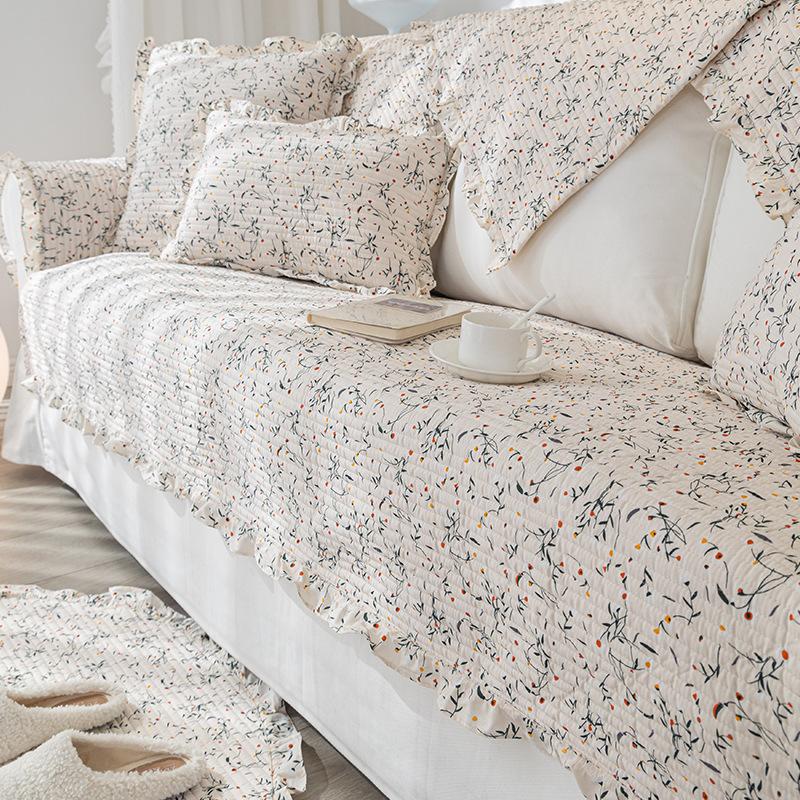 

New Nordic Small Fresh Floral Sofa Cushion Cover Towel Lace Four-Season Universal Seat Cushion Pastoral Simplicity 70*70cm