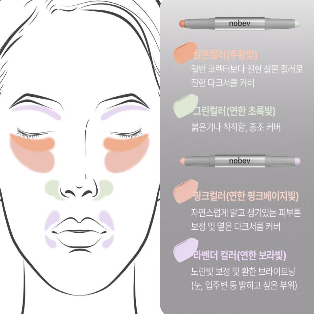 NOBEV Color Corrector Soft Dual Pencil 2.2g, (tone-up)