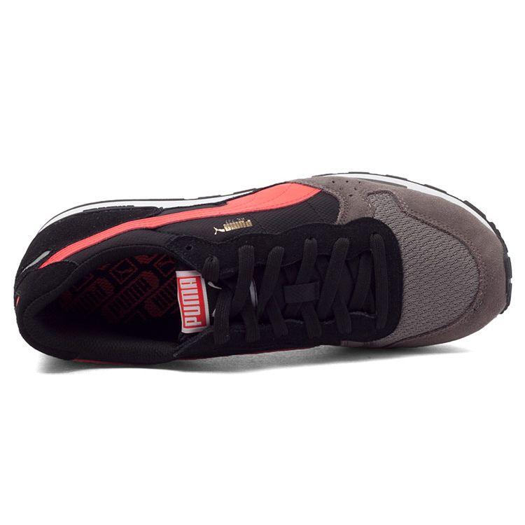 Puma Color Block Lace-Up Flat Synthetic Leather Shock Absorbing Breathable Low-Top Marathon Running Shoes Unisex Sneaker Black Gray 361347-01