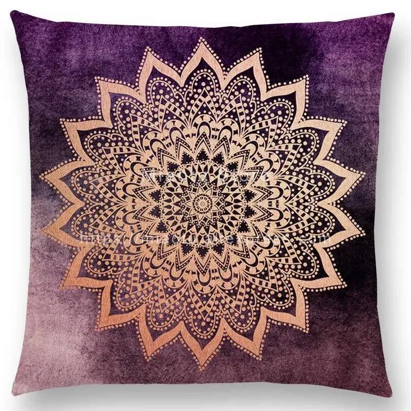 Neuer verträumter Regenbogen Boho Wunderschöne Mandalas Freier Geist Savanne Drucke Goldene Nächte Seelen Kissenbezug Sofa Überwurf Kissenhülle