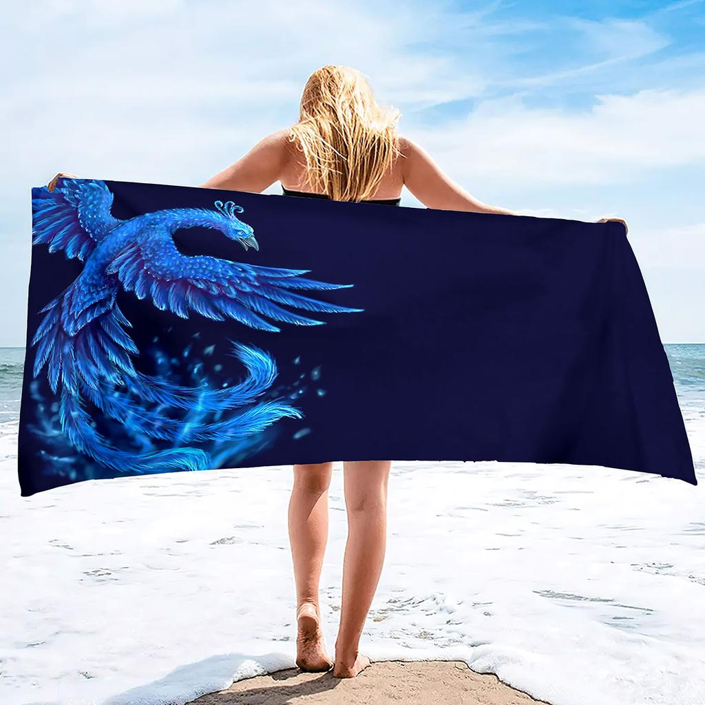 Phoenix Print Beach Towel Microfiber Oversized Travel Towels Lightweight Compact Beach Accessories for Swimming Camping Holiday