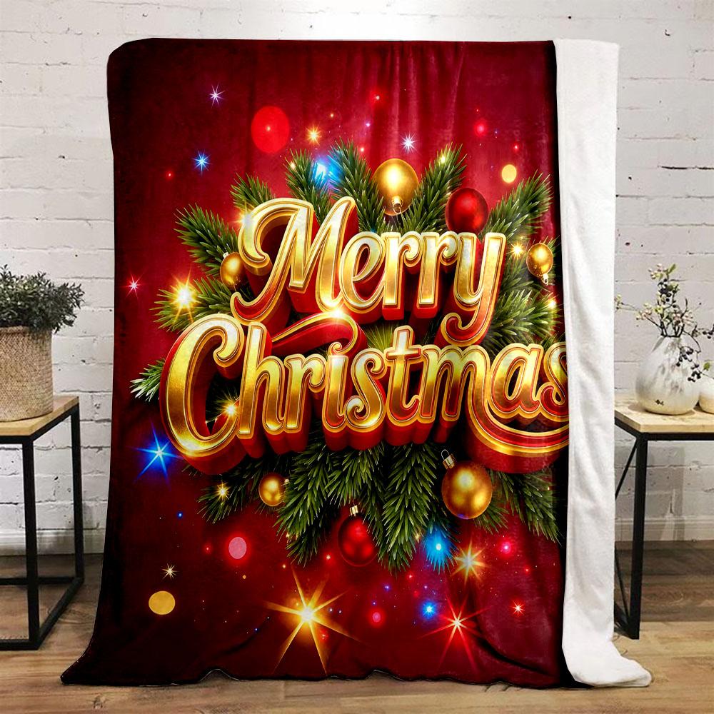 "Festive Merry Christmas Design" Patterned flannel blanket perfect for the bedroom living room, sofa, or a little nap