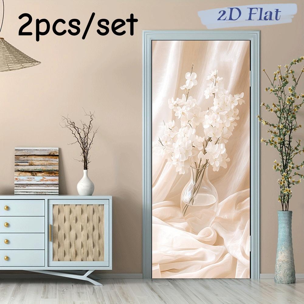 2pcs simulated white orchid wall stickers, self-adhesive design that can be easily installed without tools, can be applied to va (as the picture,38.5x200cmx2)