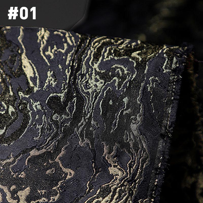 50*145cm Wave Lava Weave Jacquard Fabric Shiny Glossy Heavy Embroidery Texture Designer Fabric For Sewing Coat Jacket Pants