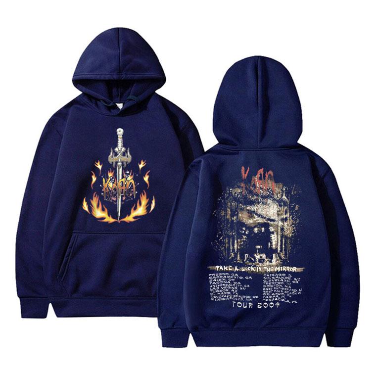 Vintage KoRn Rock Band Take A Look in The Mirror Tour 2004 Hoodie Men Women Fleece Cotton Sweatshirt Top Men's Oversized Hoodies