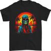 A Retrowave Skeleton Holiday Sunset Skull T-Shirt Men's 100% Cotton