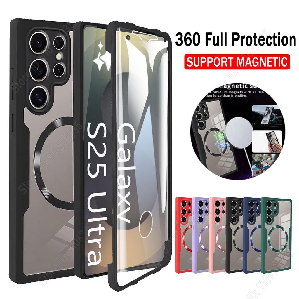 360° Fully Protected Double-sided Case For Samsung S25 Ultra S22 S23 S21 S24 Plus Magnetic Cover For Magsafe Wireless Charging