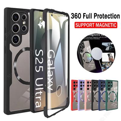 Custodia bifacciale a 360° completamente protettiva per Samsung S25 Ultra S22 S23 S21 S24 Plus Cover magnetica per ricarica wireless Magsafe