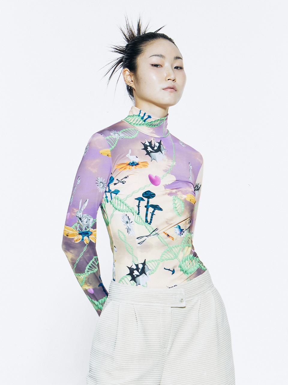 Vegan Tiger Print Fingerhole Top (Light Purple) Free