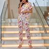 Women's Casual Pajamas Set Autumn Short Sleeve Round Neck Tops & Pants Sleepwear 2 Piece Soft Comfortable Relaxed Fit Loungewear