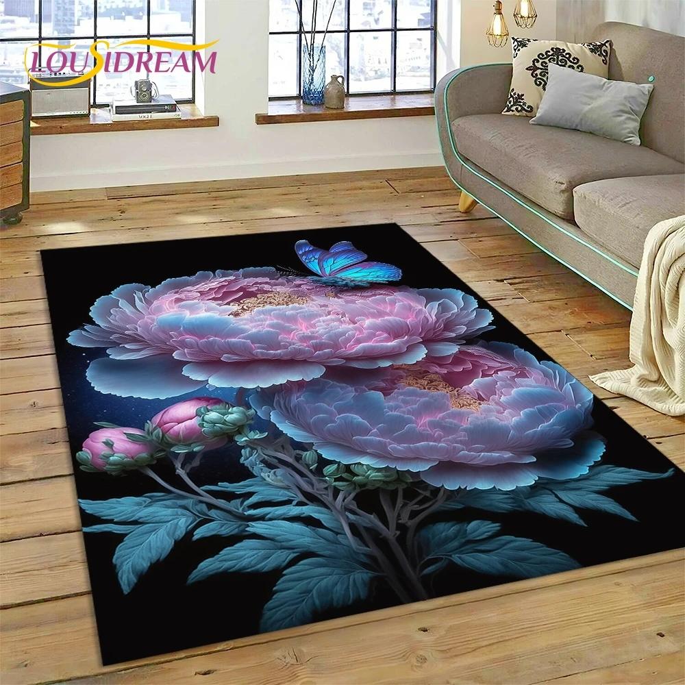 3D Dream Sun Flowers Nordic Daisy Rug Carpet for Living Room Bedroom Home Decor,Non-slip Decoration for Sofa Doormat Gifts Kid