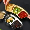 304 Edelstahl Fächerförmige Gewürzplatte Barbecue Dip-Saucenplatte Dickes 1/2/3 Fächer Design Für Einfache Saucenkontrolle