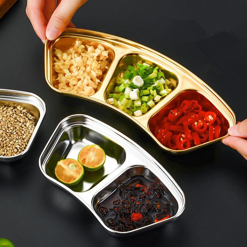 Fächer Edelsahl Gewürzschale 2 3 Fächer Tablett für Dips Snacks Speiseessen Partys BBQ