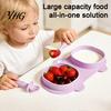 Silicone Suction Placemat Baby Foldable Dinner Plates with Fork And Spoon, Easy Clean Toddler Food Tray Travel Feeding Essentials, Divided Set