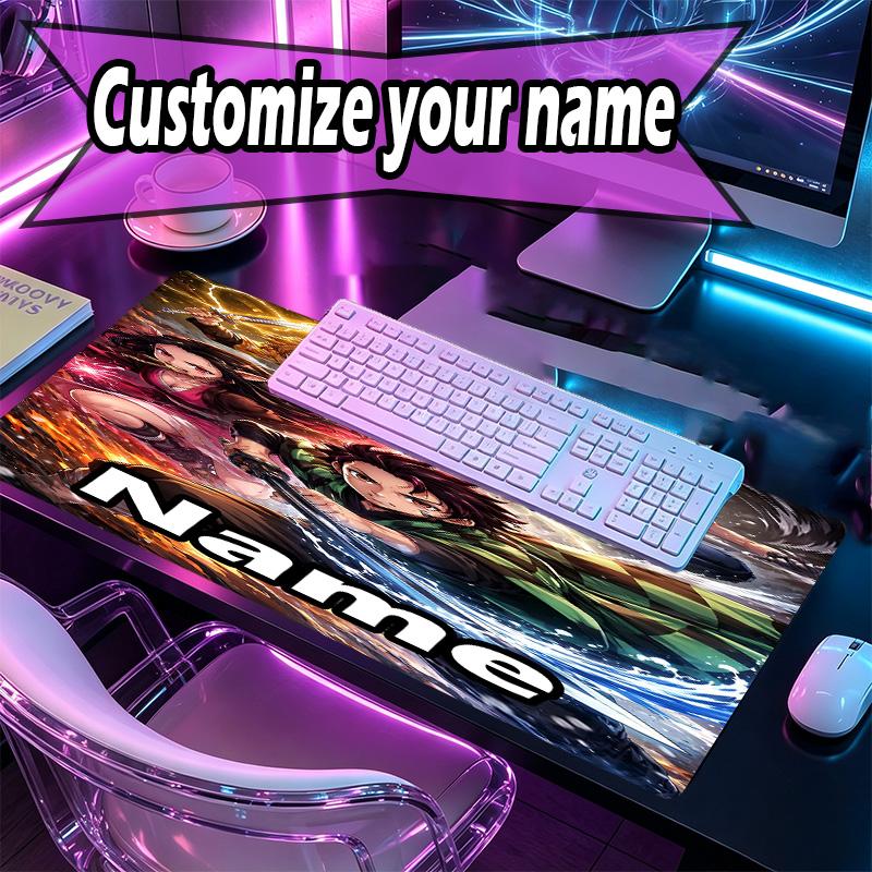 Custom Name Personalized Demon Slayer Pattern Mousepad, Laptop PC Desk Mat, Decorative Desk Mat for Home Keyboard Pad Gift