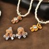 Adorable Bear Plush Pearl Necklace For Women With Chic Fashionable Design And Unique Charm