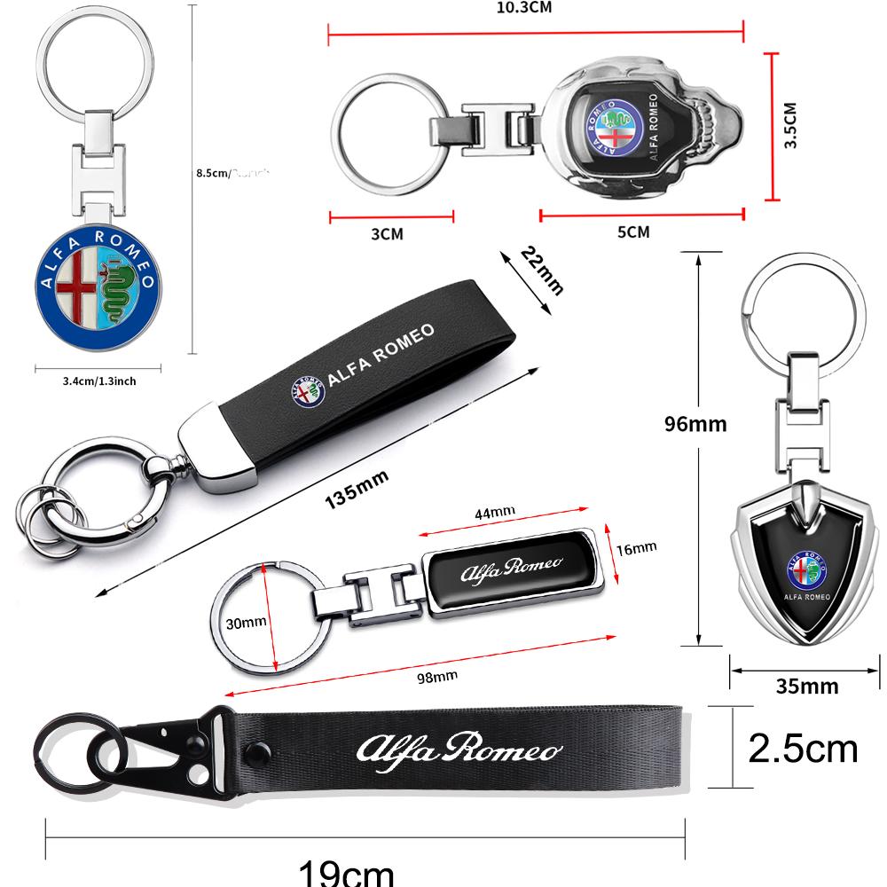 FPEV2 Porte-clés Emblème de Voiture Porte-clés Badge Porte-anneau de Porte-clés Pour Alfa Romeo Giulia Giulietta Stelvio Mito Sportiva 147 159 156 Valve