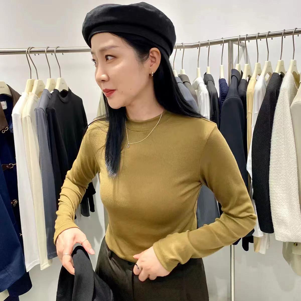 

Топ с длинным рукавом, флисовой подкладкой, воротником-стойкой, базовый слой с начесом, приталенный (2025 Осень/Зима) One Size for 40-65kg