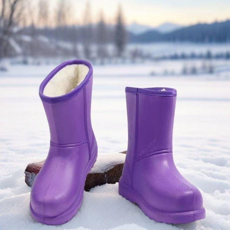 Snow winter non-slip warm waterproof boots women's rain shoes integrated boots forming car wash kitchen piled thickened cotton shoes