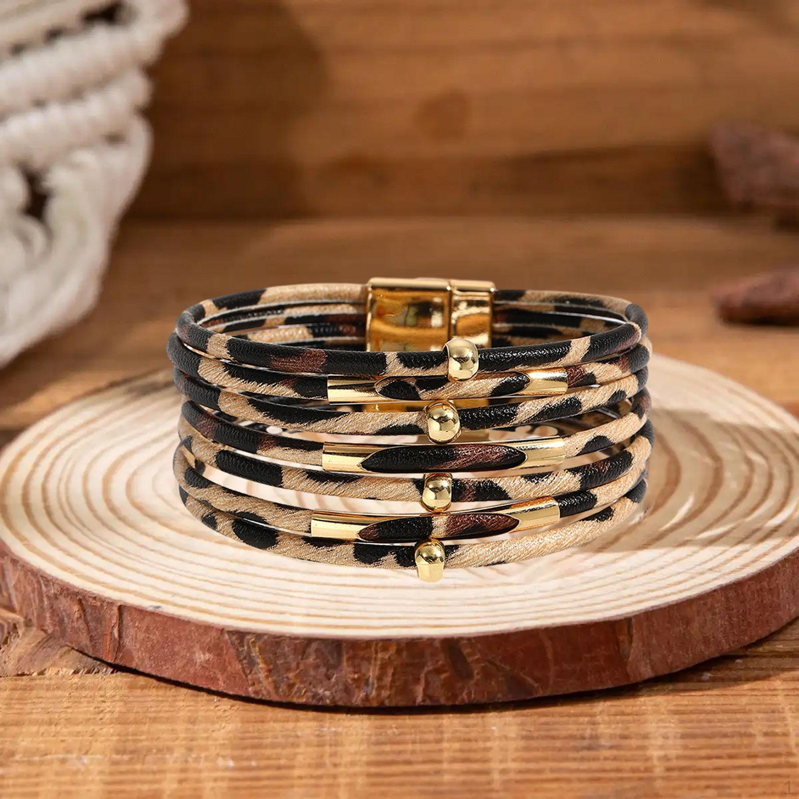 

Leopard Print Bracelet for Women – Fashionable Gift, Versatile Accessory, Multi-layered Leopard Yellow