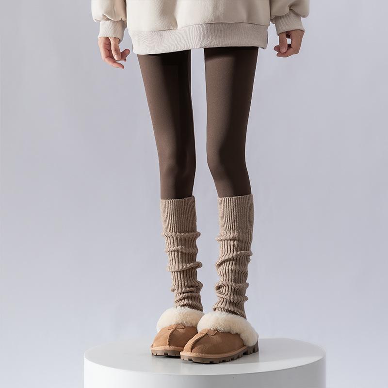 Socks Cover Warm Cashmere Stepping Socks Cover Y2K Knitted Long Tube Stack Gray Thickened Calf Socks