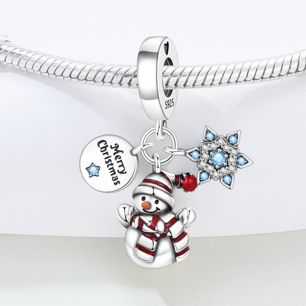 Christmas Party Copper Snowman Snowflake Charms Pendants Fit Diy Bracelet Necklace Women Jewelry Gifts For Friends