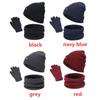 Three-piece Set Neck Warmer Knitted Fleece Scarf Winter Warm Hat Scarf Gloves Set Beanie Cap