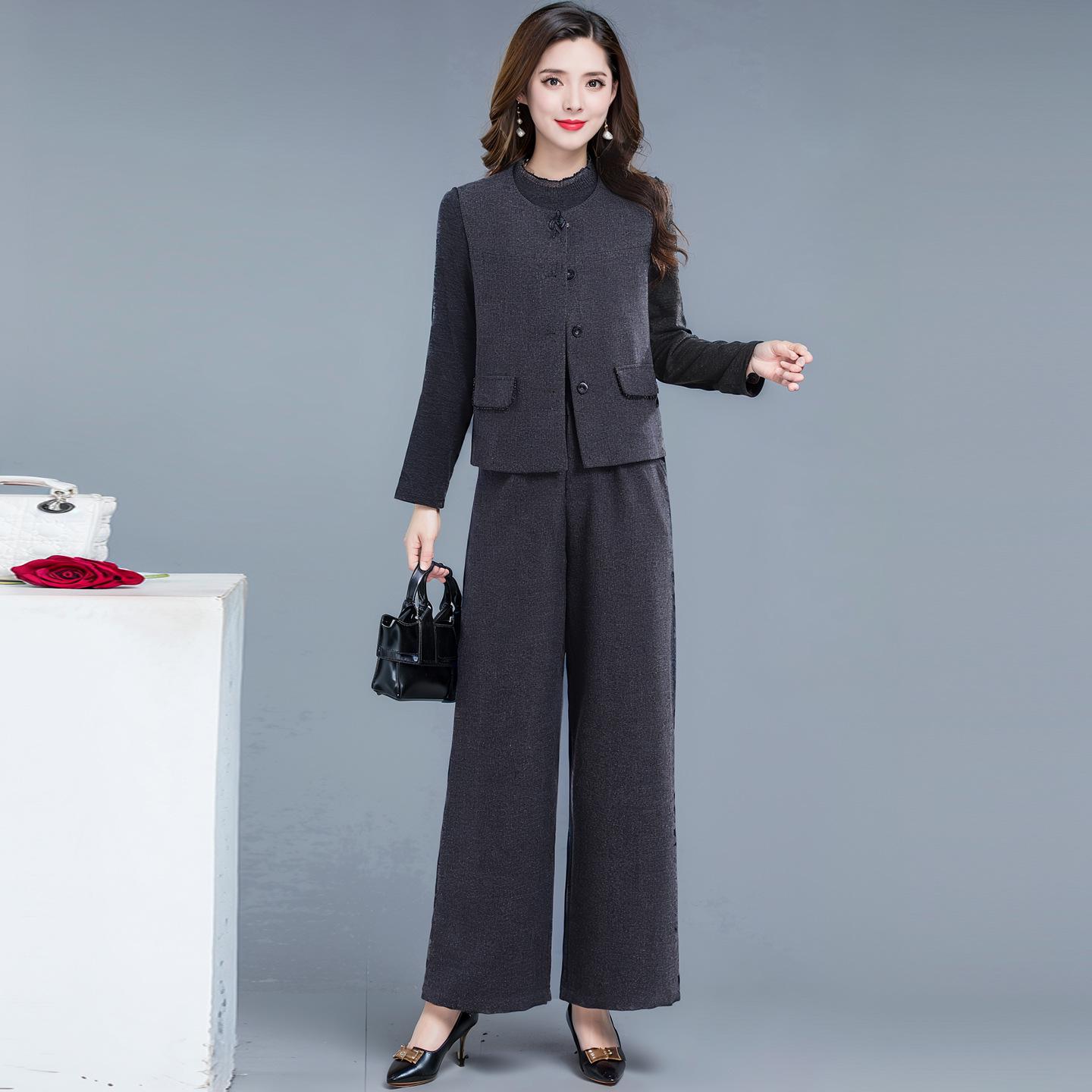 Elegant Korean-Style Women s Three-Piece Vest and Pants Set - New 2026 Slimming Design M серый/древесный уголь