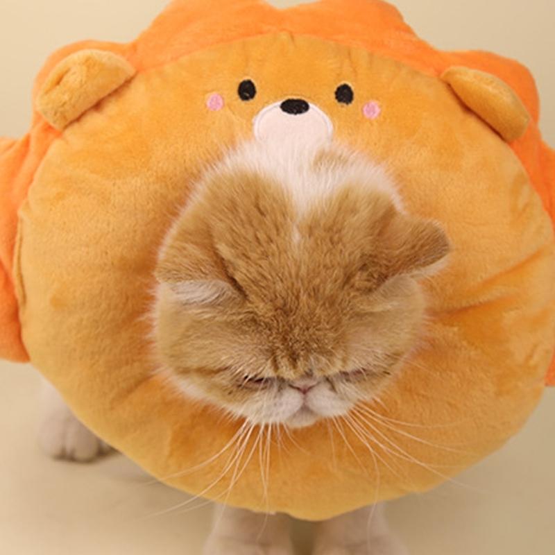 Lovely Pet Recovery Collar Protective Cone For Dog Cats After Surgical Adjusting Neck Size Plush Collar Prevent Licking