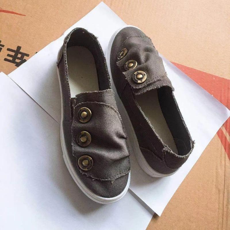 Scarpe basse in tela da donna, nuove per la primavera e l'autunno, casual, con punta tonda, plateau, scarpe casual a slip, scarpe pigre alla moda