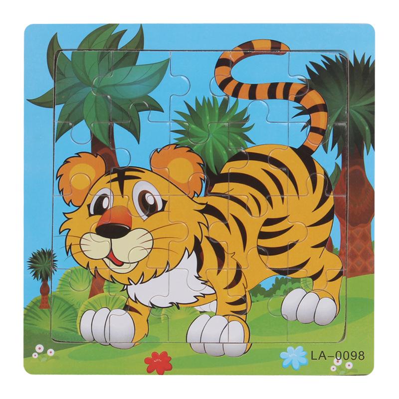 20pcs Wooden Animal PuzzleEducational Learning Toys Kids Cartoon Animals Vehicle Wood Jigsaw Puzzle for Children