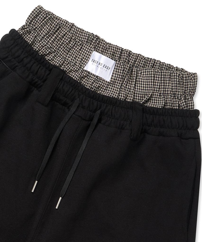 EASY NO EASY Boxer Layered Bermuda Sweatpants - Black