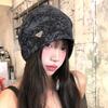 Retro-Kopftuch im koreanischen Stil für Damen - Lockere Herbst-/Wintermütze für ein kleineres Gesicht, Warmer Pullover für die Zeit nach der Geburt